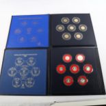 Two proof sets of Jersey coins, Silver proofs Landmarks of Jersey 1983 and Shipbuiding in Jersey £