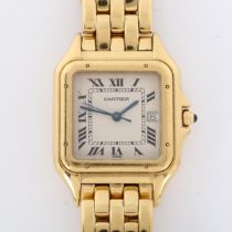 CARTIER - a mid-size 18ct gold Panthere quartz bracelet watch, ref. 8839, circa 1990s, pale