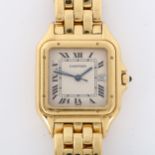 CARTIER - a mid-size 18ct gold Panthere quartz bracelet watch, ref. 8839, circa 1990s, pale