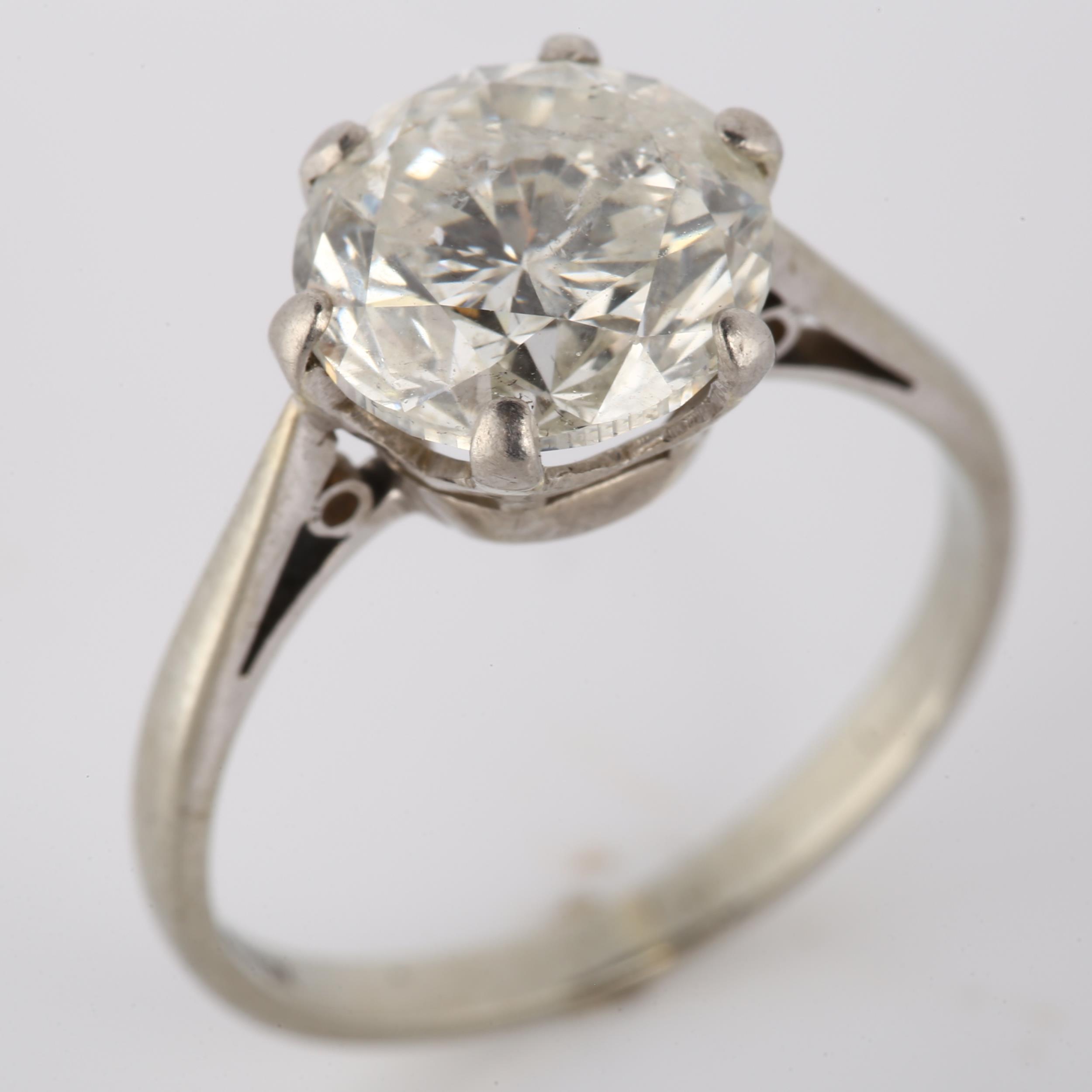 A 3.04ct solitaire diamond ring, 18ct white gold and platinum settings with modern round brilliant- - Image 2 of 4
