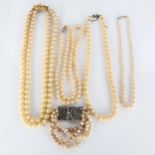 Various pearl jewellery, comprising 4 necklaces and 1 bracelet Lot sold as seen unless specific