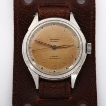 HELVETIA - a Vintage stainless steel automatic wristwatch, ref. 106, circa 1950s, silvered dial with