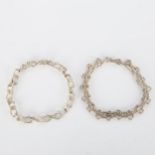 2 Peruvian silver fancy link chain bracelets, both 19cm long, 34.6g total (2) No damage or