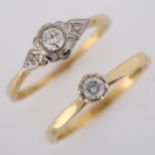 2 x 18ct gold solitaire diamond rings, sizes P and Q, 4.3g total (2) No damage or repairs, all