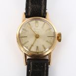 GIRARD PERREGAUX - a lady's 9ct gold mechanical wristwatch, silvered dial with gilt baton hour