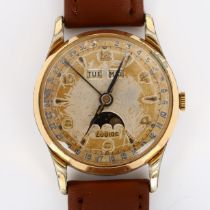 ZODIAC - a Vintage gold plated stainless steel triple calendar mechanical wristwatch, ref.905, circa