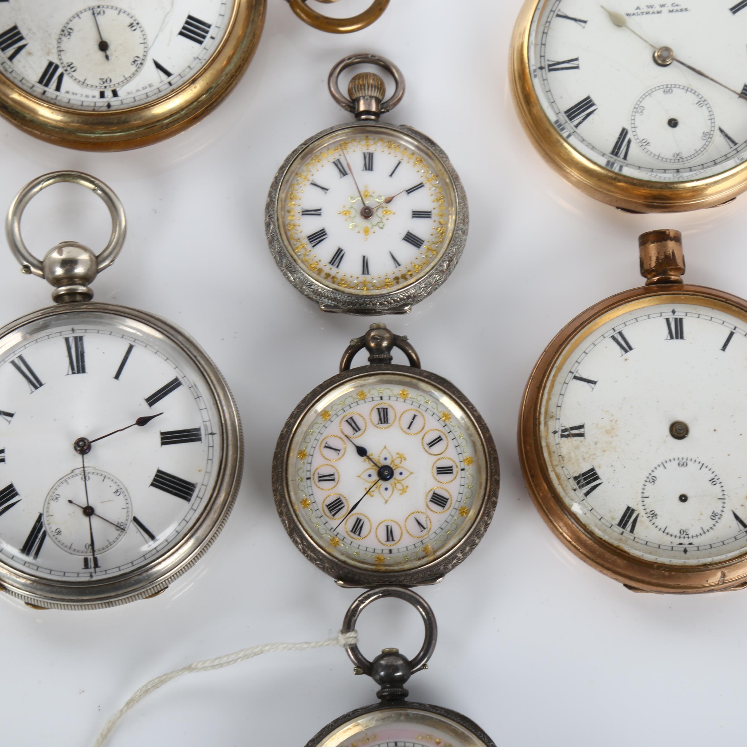 A quantity of pocket watches, including Swiss silver and gold plated (7) Lot sold as seen unless - Bild 2 aus 5