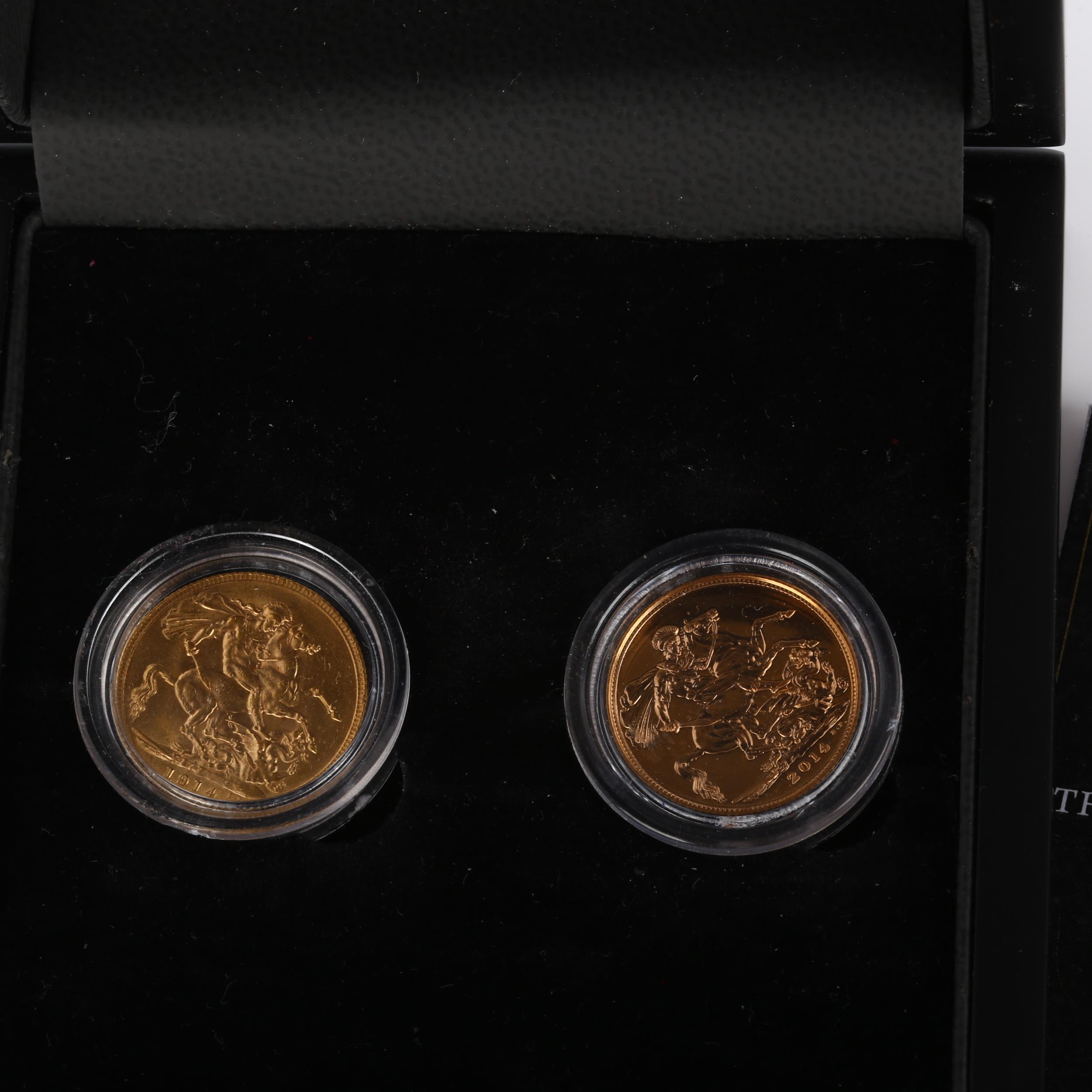 A London Mint Office Centenary of The Great War the 1914 and 2014 sovereign set, boxed with - Bild 2 aus 4