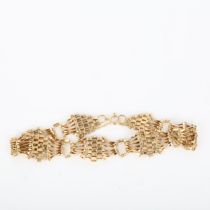 A late 20th century 9ct gold gatelink bracelet, length 18cm, 6.5g No damage or repairs, no broken