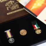 A Royal Mint Behind Enemy Lines Gulf War Collection, comprising 1980 gold full sovereign coin,