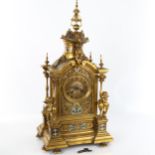 A 19th century French ormolu dome-top 8-day mantel clock, gilt-brass dial with Roman numeral hour