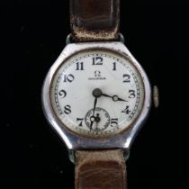 OMEGA - an early 20th century lady's silver mechanical wristwatch, circa 1925, white dial with