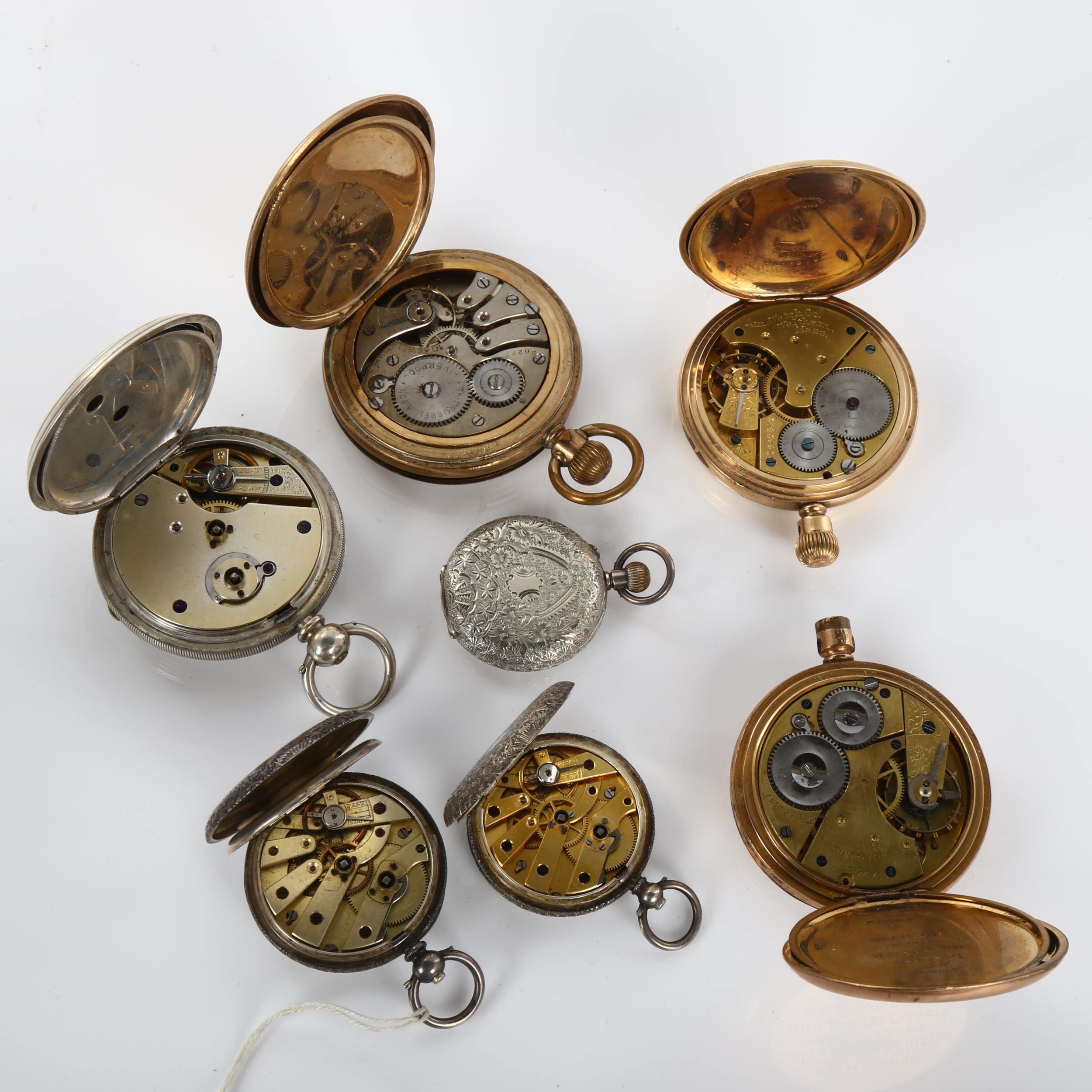 A quantity of pocket watches, including Swiss silver and gold plated (7) Lot sold as seen unless - Bild 4 aus 5