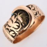 A 19th century 9ct rose gold belt buckle band ring, maker's marks S and G, hallmarks Birmingham