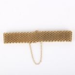 A mid-20th century 9ct gold mesh bracelet, bracelet length 20cm, 27g No damage or repairs, no broken