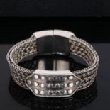 A heavy Continental silver basketweave link bracelet, band width 16.5mm, bracelet length 19cm, 74.8g