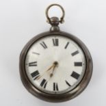 A mid-19th century silver pair-cased open-face key-wind verge pocket watch, by F & W Ballard of