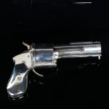 A rare Victorian novelty silver revolver pistol smoker's companion, with spring-loaded cigar