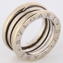 BULGARI - an 18ct white gold B.zero1 band ring, band width 9.2mm, size J/50, 11.7g No damage or