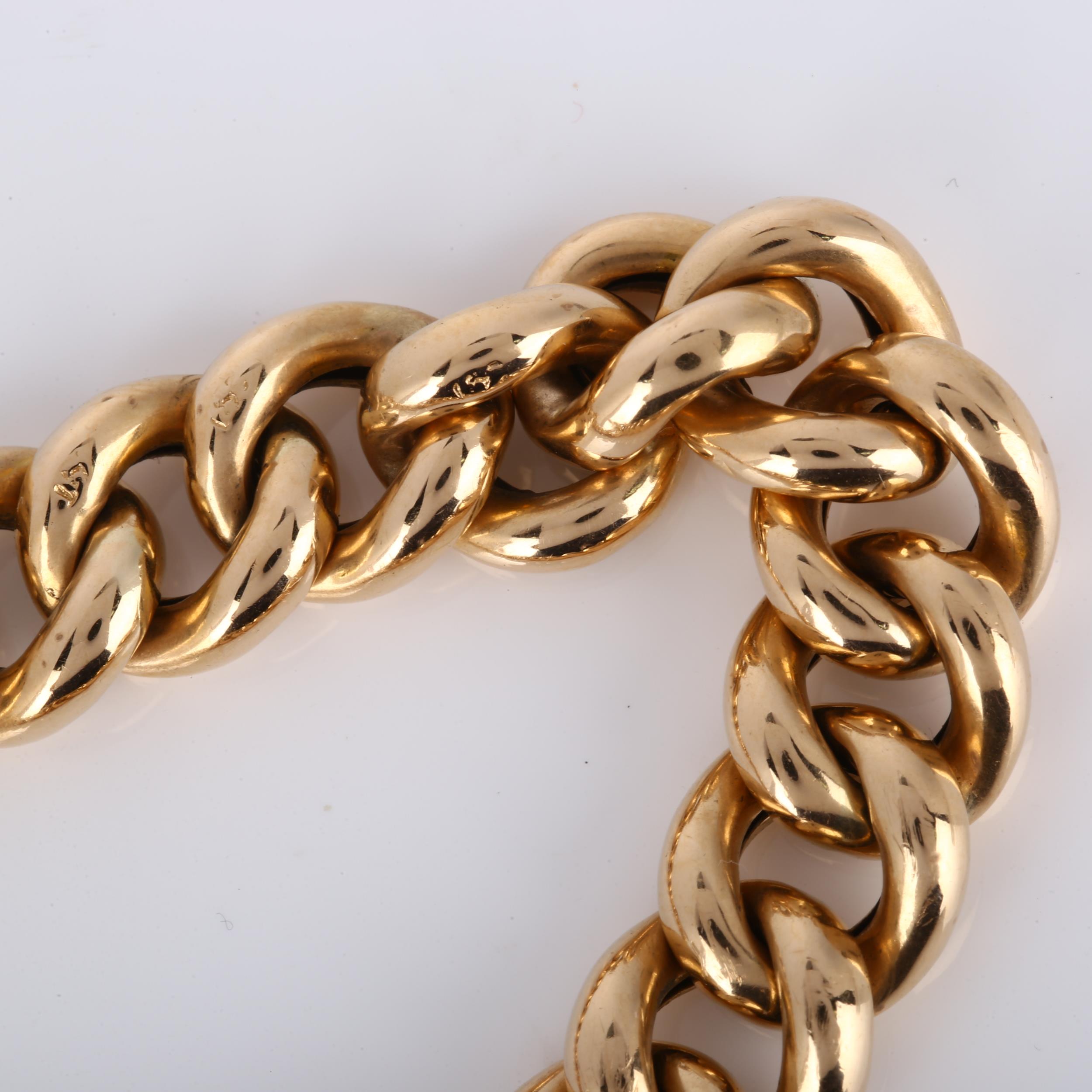 An early 20th century 15ct gold hollow curb link bracelet, with heart padlock clasp, maker's marks W - Image 3 of 4