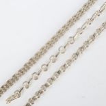 3 Peruvian silver chain bracelets, length 18cm and 2 x 21cm, 49g total (3) No damage or repairs,