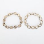 2 Peruvian silver and 18ct gold oval link chain bracelets, lengths 18cm and 19cm, 23.8g total (2) No