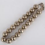 TIFFANY & CO - a modern sterling silver bead bracelet, length 18cm, 19.8g No damage or repairs,