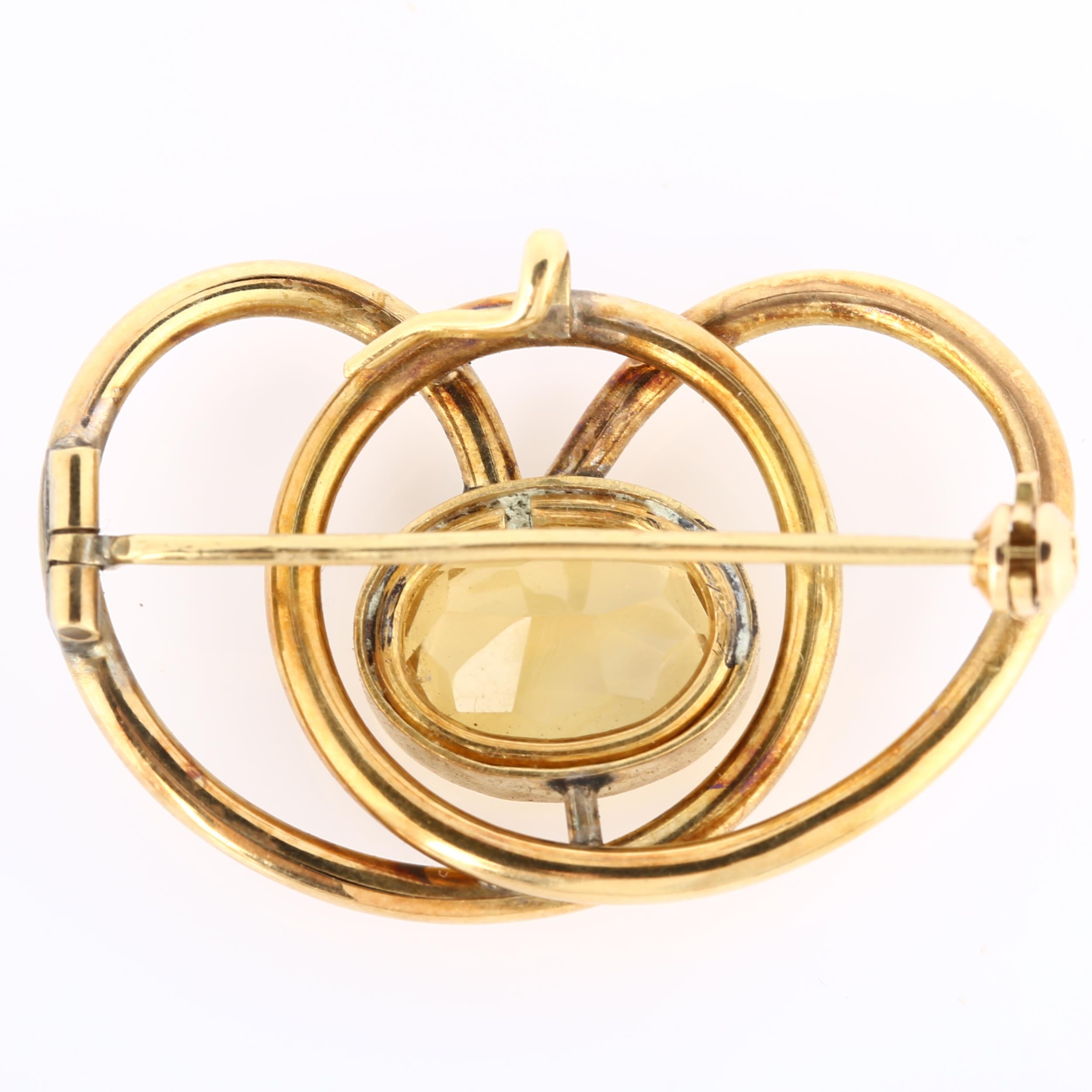 An Art Nouveau citrine openwork brooch/pendant, in the style of Murrle Bennett, unmarked yellow - Bild 3 aus 4