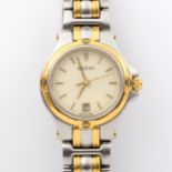 GUCCI - a lady's gold plated stainless steel 9040L quartz bracelet watch, cream dial with gilt baton