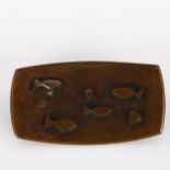 A Norwegian modernist copper fish brooch, unsigned, length 49.8mm, 22g No damage, brooch fitting has