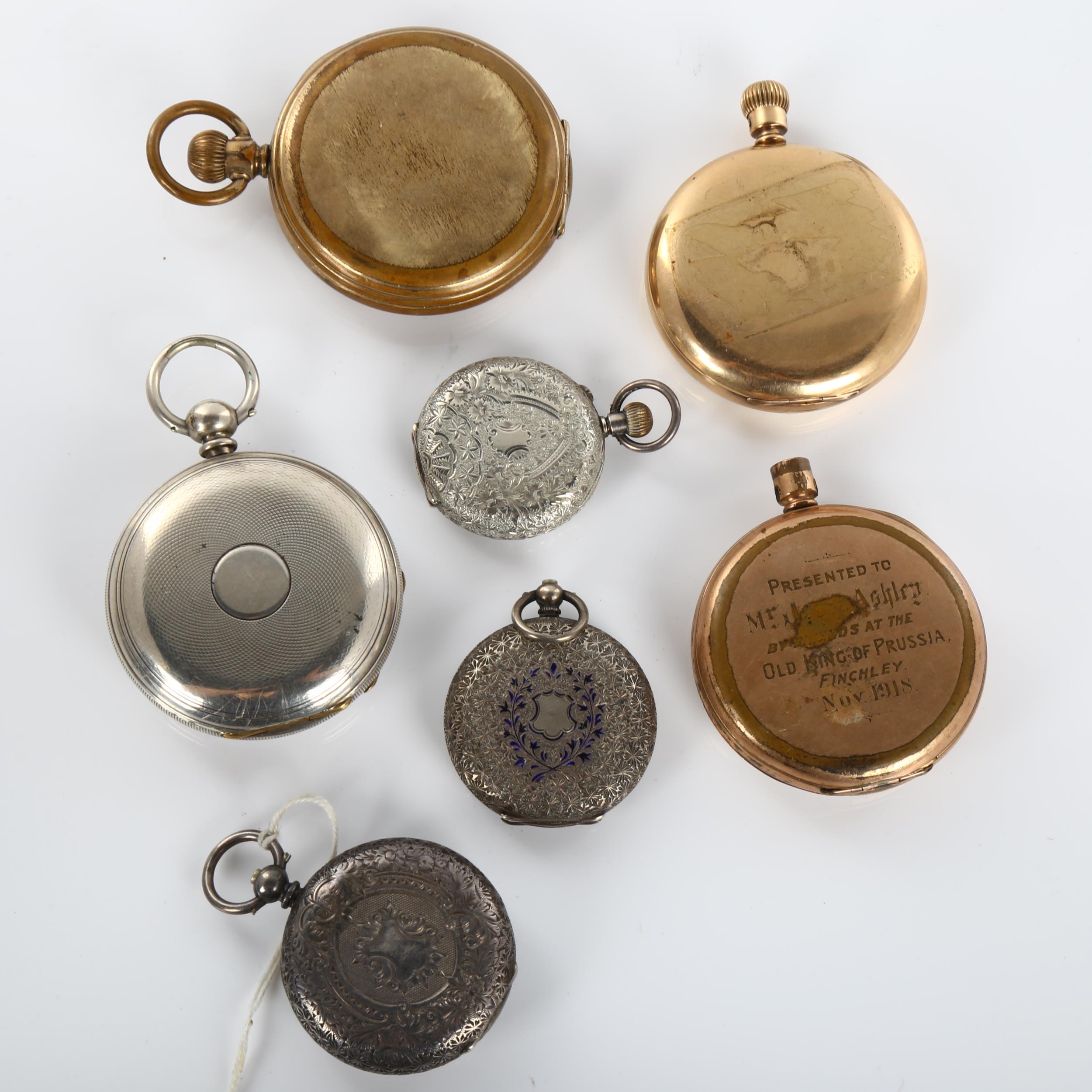 A quantity of pocket watches, including Swiss silver and gold plated (7) Lot sold as seen unless - Bild 3 aus 5
