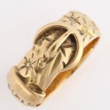 A late 20th century 9ct gold belt buckle band ring, maker's marks WW Ltd, hallmarks London 1972,