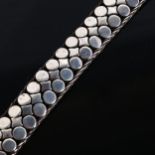 A Continental silver brick link bracelet, indistinct maker's marks, bracelet length 20cm, 53g No