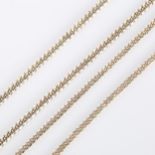 2 Peruvian silver flat curb link chain necklaces, both 60cm long, 44.7g total (2) No damage or