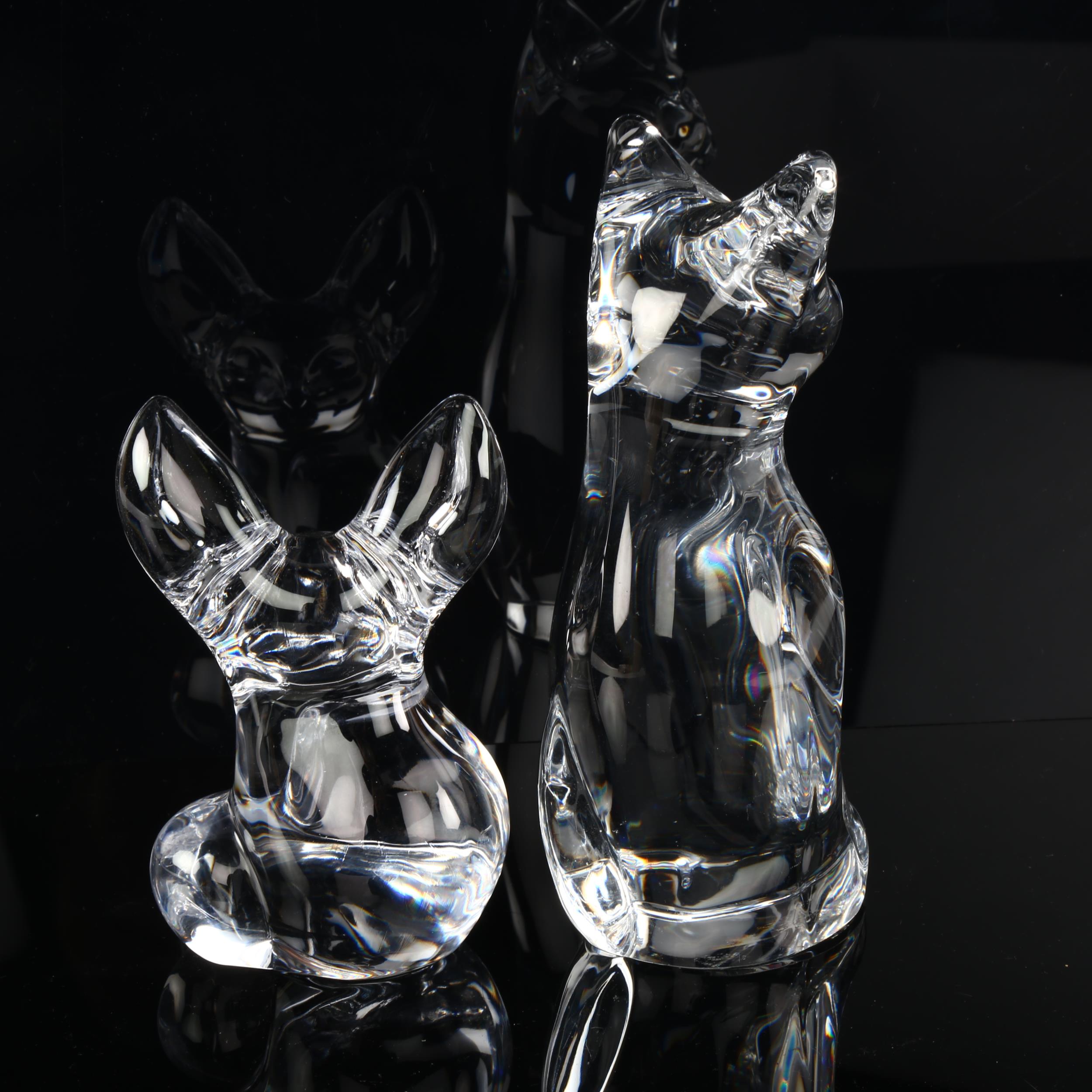 2 Daum glass cat and fox cub sculptures, cat height 19cm (2) Both perfect condition - Bild 2 aus 3