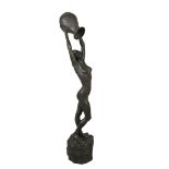 Enzo Plazzotta (Italian, 1921-1981), large patinated bronze sculpture, The Pitcher Girl, numbered