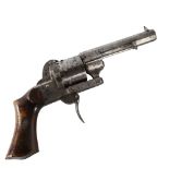 A 19th century French pinfire revolver, by Lefaiche of Paris, barrel length 9cm