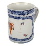 A Chinese 18th century blue and white porcelain mug, with floral painted panel, height 14cm 2