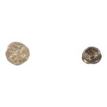 2 Ancient Indian coins, Hindu Shahis of Kabul and Ohinda Samanta Deva 850-1000 AD and Indo Sassanian