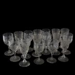 A group of 19th century cordial glasses, with etched grapevine designs (17)