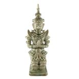 A Thai celadon glaze pottery temple figure, height 40cm