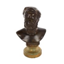 Miniature patinated bronze sculpture of Wagner, unsigned, on gilt-metal socle base, height 11.5cm