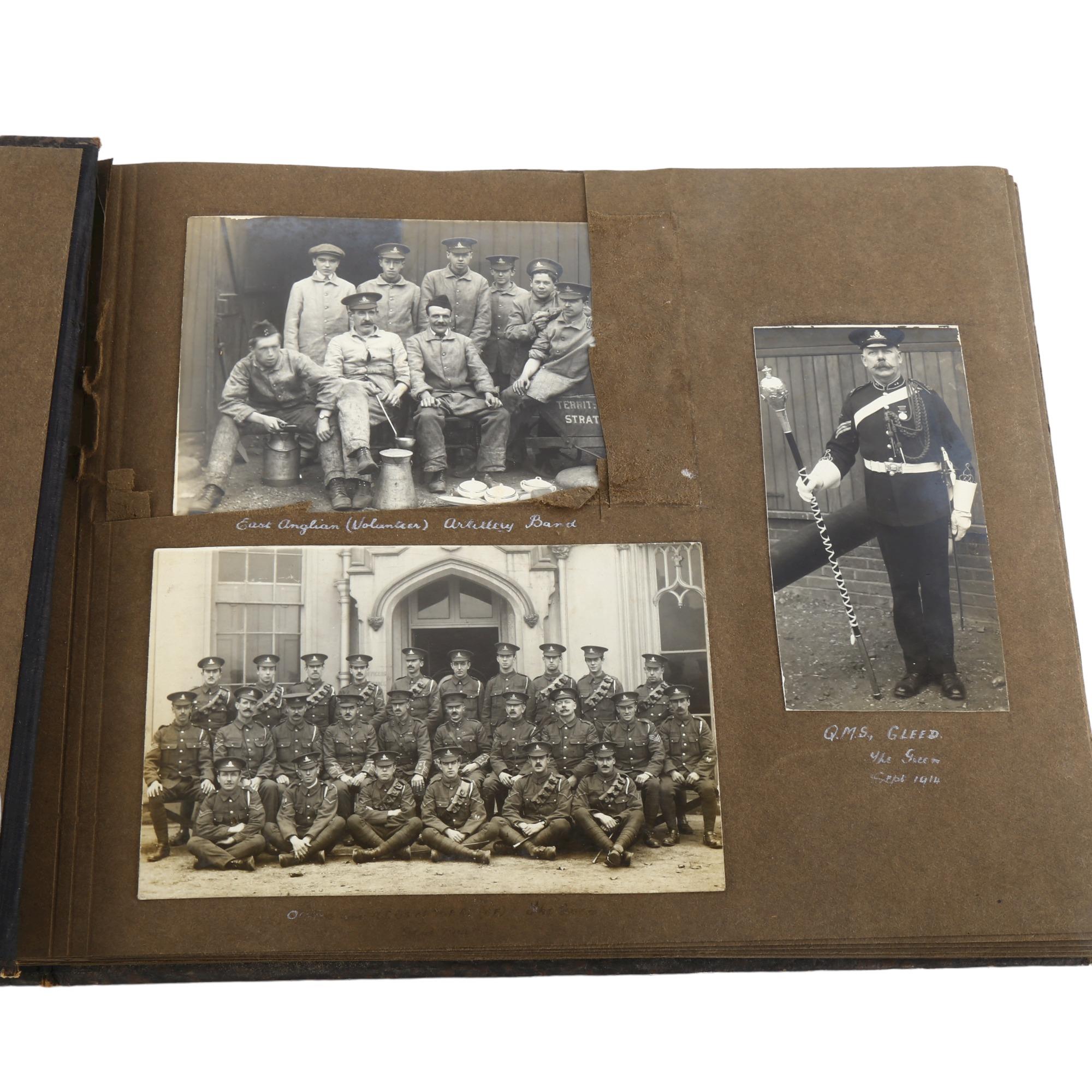 MILITARY INTEREST - photograph album dated 1914 - 1916 containing portrait group photos from the