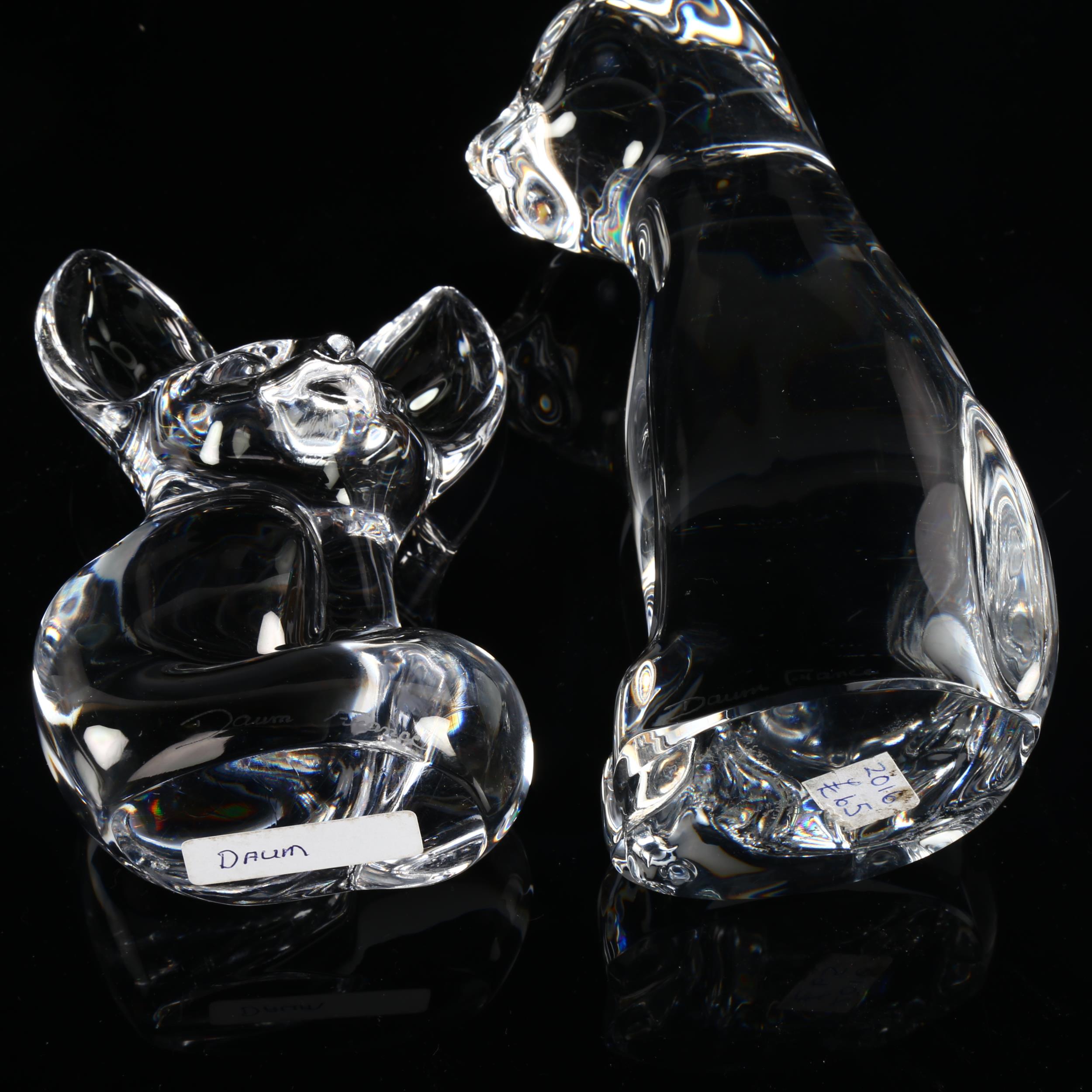2 Daum glass cat and fox cub sculptures, cat height 19cm (2) Both perfect condition - Bild 3 aus 3
