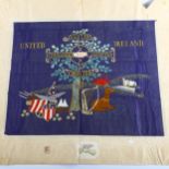 IRISH INTEREST - silk embroidered pennant for United Ireland (Ulster, Connaught, Leinster and