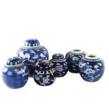 6 various Chinese blue and white porcelain ginger jars, largest height 21cm