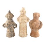 3 Ancient Indus Valley terracotta fertility figures, circa 2800 - 2600 BC, largest height 24cm