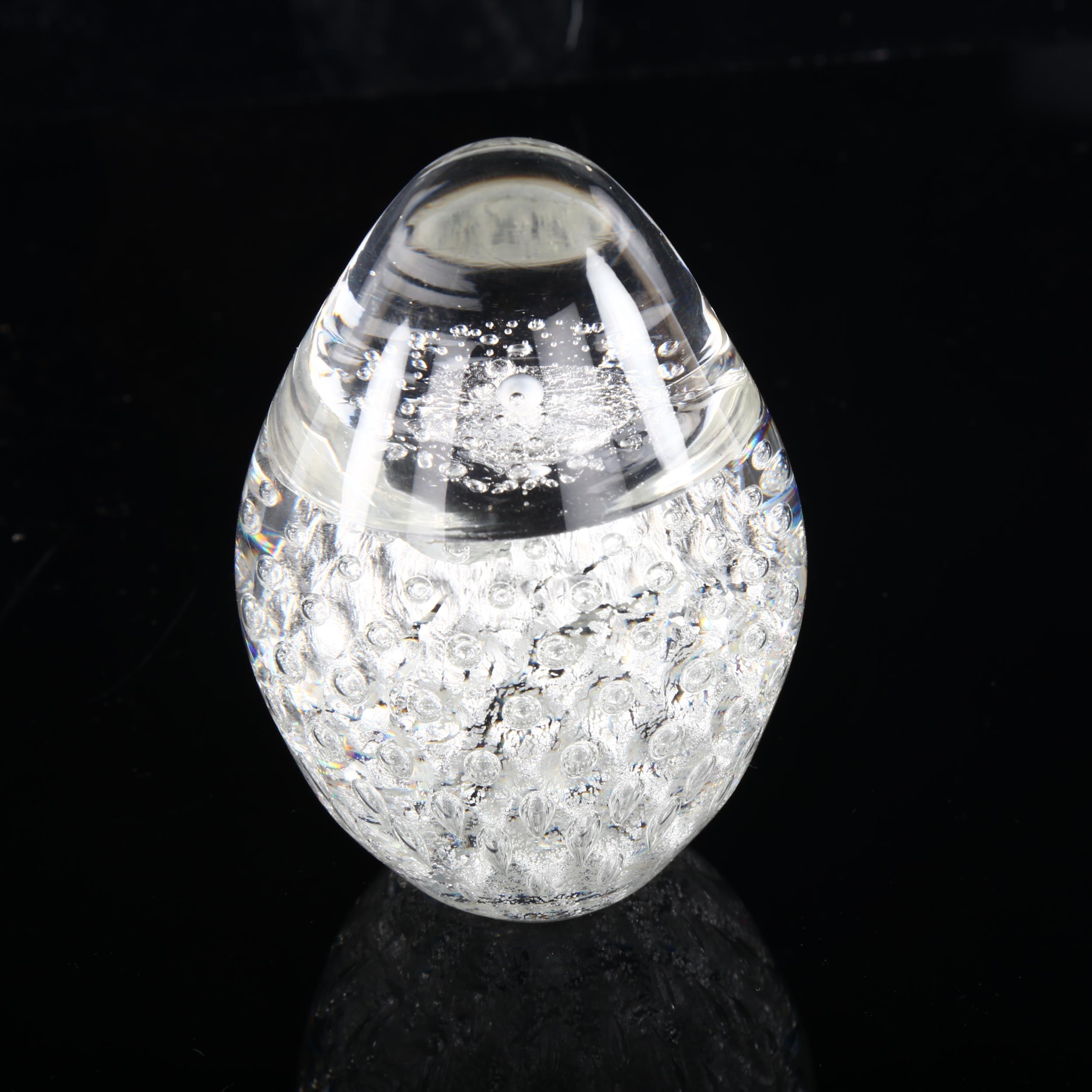 Swedish Ronneby bubble glass paperweight, signed, height 9cm Good condition - Bild 2 aus 3