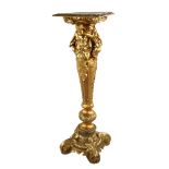 Empire style gilt-bronze jardiniere stand, the relief moulded square top supported by Classical