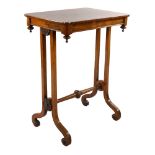 **DESCRIPTION CHANGE** A small William IV rosewood stretcher table *with John Wilkie label on the un